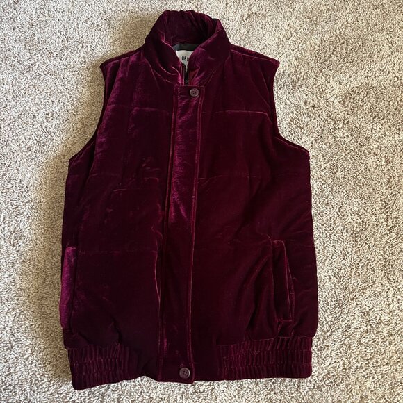 BB Dakota Jackets & Blazers - BB Dakota Vest Womens S Burgundy Velvet Midweight Puffer Covered Zip Outdoors